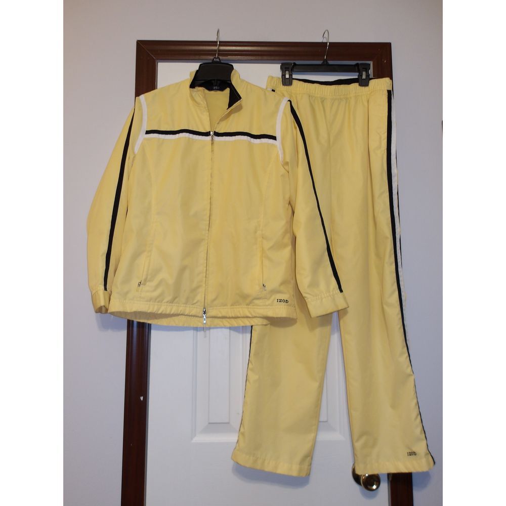 IZOD Yellow Athletic Track Suit Set with Black & White Stripes Two-Piece JM/PXS